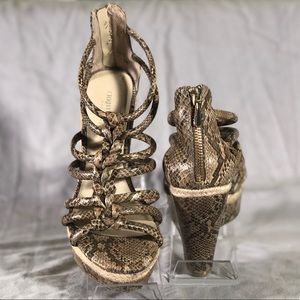 Nude Snakeskin Wedge Sandal